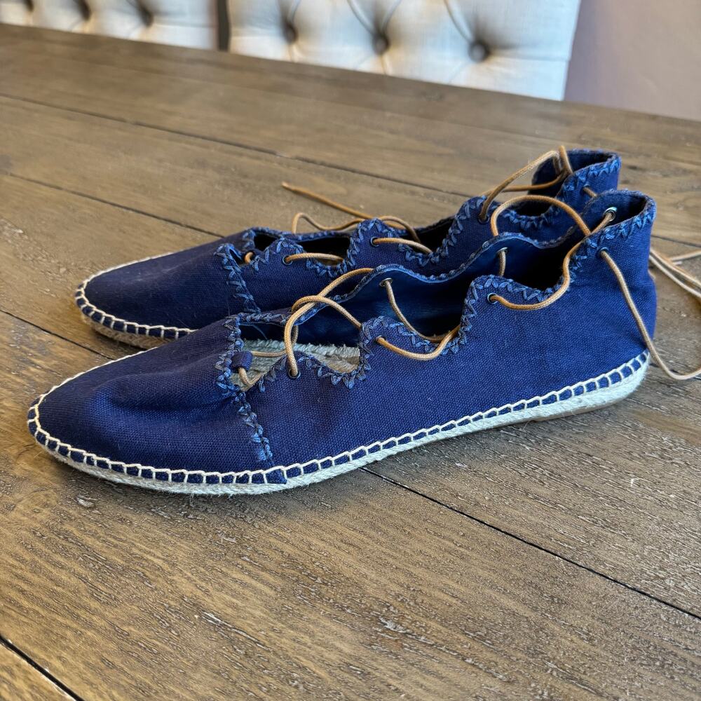 Tory Burch Navy Lace-Up Espadrille Flats - Picture 2 of 10